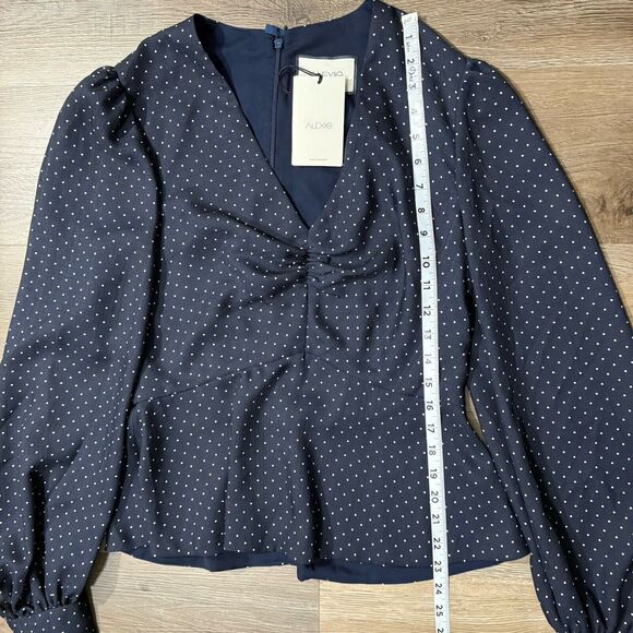 Alexis Avani Polka Dot Peplum Top NEW Size Large Navy $365 - Picture 5 of 10